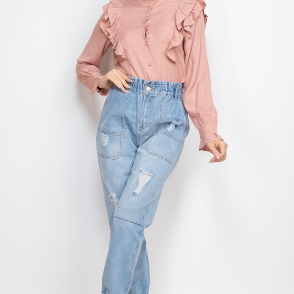 Denim Distressed Joggers - Picture 6 of 6